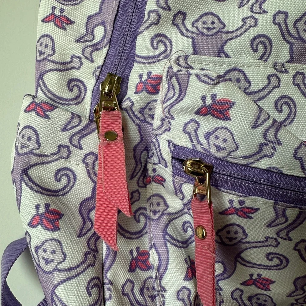 Roller Rabbit Pottery Barn Teen Colby Large Backpack Purple Monkey Print Eva